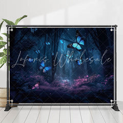 Lofaris Blue Purple Forest Butterfly Bokeh Birthday Backdrop