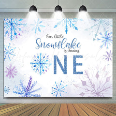 Lofaris Blue Purple Snowflake Bokeh 1st Birthday Backdrop