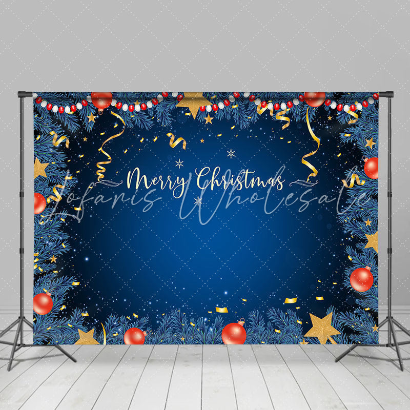 Lofaris Blue Sequin Ball Pine Christmas Photoshoot Backdrop