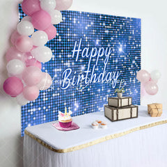 Lofaris Blue Sequins Sparkle Happy Birthday Party Backdrop