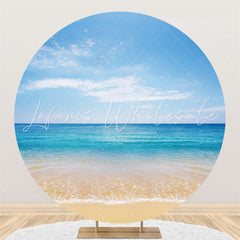 Lofaris Blue Sky And Beach Round Backdrop For Summer Scenery