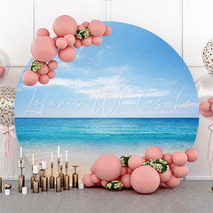 Lofaris Blue Sky And Beach Round Backdrop For Summer Scenery