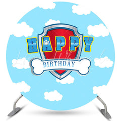 Lofaris Blue Sky And Cloud Happy Birthday Round Backdrop