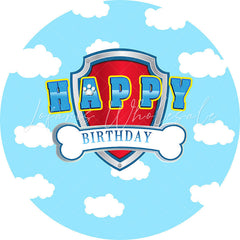 Lofaris Blue Sky And Cloud Happy Birthday Round Backdrop