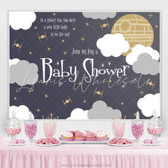 Lofaris Blue Sky Planet Star Cute Baby Shower Backdrop