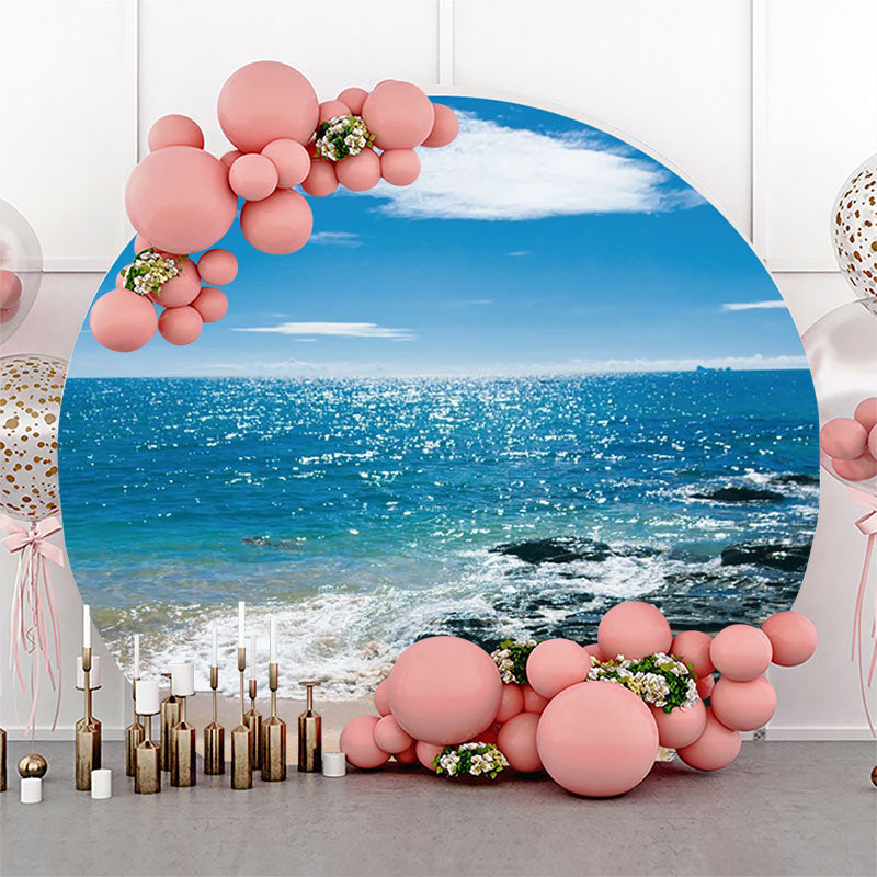 Lofaris Blue Sky Reef Hawaii Beach Round Birthday Backdrop