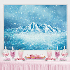 Lofaris Blue Snowmountain And Snowflake Baby Shower Backdrop