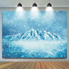 Lofaris Blue Snowmountain And Snowflake Baby Shower Backdrop