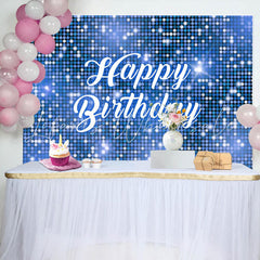 Lofaris Blue Sparkling Sequin Dance Happy Birthday Backdrop