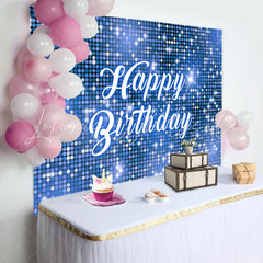 Lofaris Blue Sparkling Sequin Dance Happy Birthday Backdrop