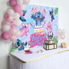 Blue Stitch Cake Backdrop For Birthday Decoration