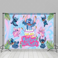 Blue Stitch Cake Backdrop For Birthday Decoration