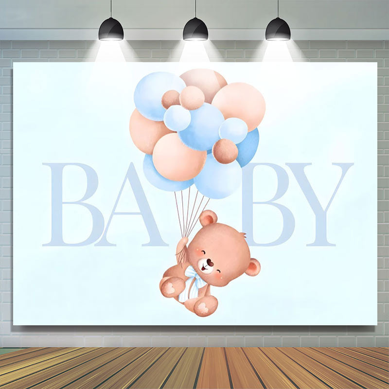 Lofaris Blue Teddy Bear Balloons Boys Baby Shower Backdrop