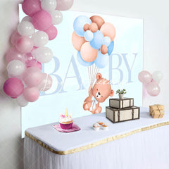 Lofaris Blue Teddy Bear Balloons Boys Baby Shower Backdrop