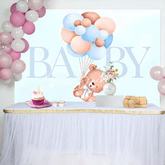 Lofaris Blue Teddy Bear Balloons Boys Baby Shower Backdrop