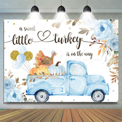 Lofaris Blue Truck and Floral Pumpkin Baby Shower Backdrop