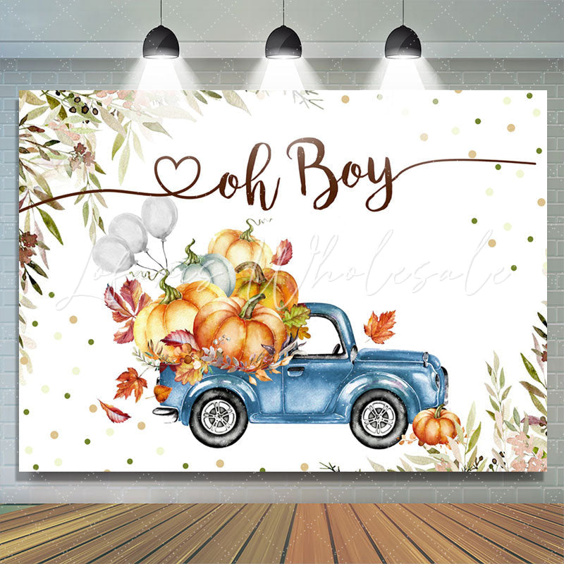 Lofaris Blue Truck Balloon Pumpkin Boy Baby Shower Backdrop