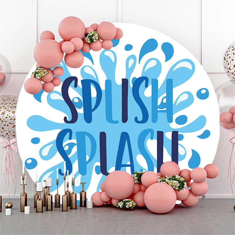 Lofaris Blue White Water Splish Splash Round Party Backdrop