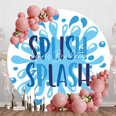 Lofaris Blue White Water Splish Splash Round Party Backdrop