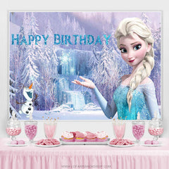 Lofaris Blue Winter Glitter Forest Princess Happy Birthday Backdrop