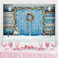 Lofaris Blue Wooden Door And Animal Floral Baby Shower Backdrop