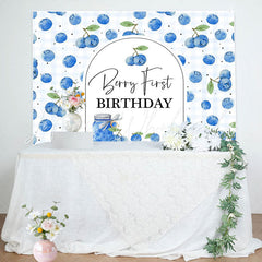 Lofaris Blueberry Jam Jar Plaid Boy 1St Birthday Backdrop