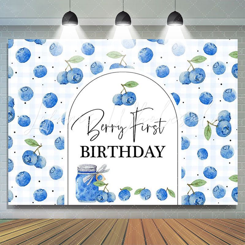 Lofaris Blueberry Jam Jar Plaid Boy 1St Birthday Backdrop