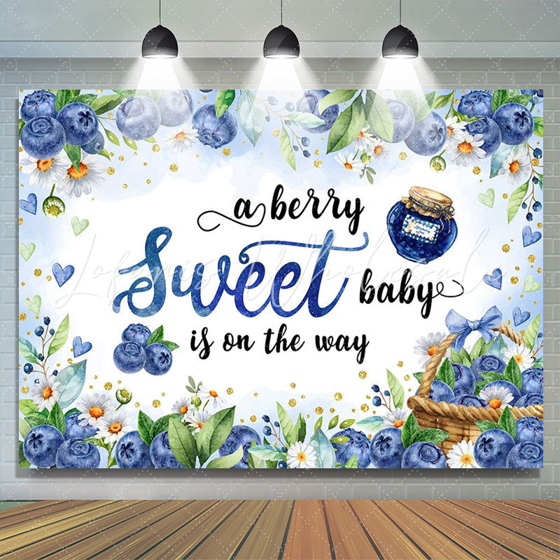 Lofaris Blueberry Jam Leaves Floral Baby Shower Backdrop