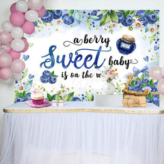 Lofaris Blueberry Jam Leaves Floral Baby Shower Backdrop