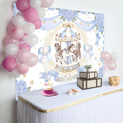 Lofaris Blues Carousel Ribbon Happy Birthday Backdrop