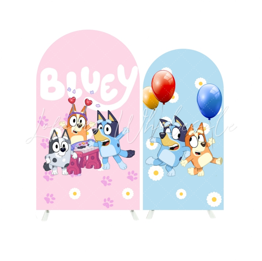 Bluey Happy Birthday Party Arch Backdrop Wall Cloth Cover