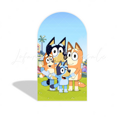 Bluey Happy Birthday Party Arch Backdrop Wall Cloth Cover