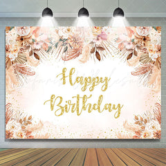 Lofaris Bohemia Floral Glitter Happy Birthday Backdrop