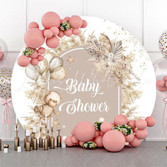 Lofaris Boho Floral Bear Balloon Round Baby Shower Backdrop