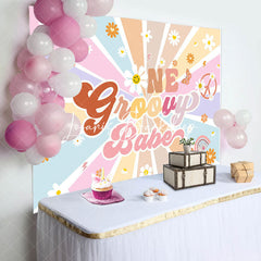 Lofaris Boho Rainbow Stripe One Groovy Babe Birthday Backdrop