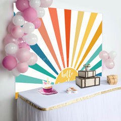 Lofaris Boho Rainbow Sun Hello Sunshine Birthday Backdrop