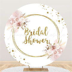 Lofaris Boho Theme Gold Glitter Round Bridal Shower Backdrop