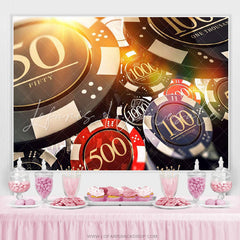 Lofaris Bokeh Black Coins Happy Birthday Party Backdrop Banner