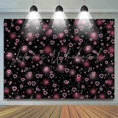 Lofaris Bokeh Pink Light Spot Heart Black Backdrop