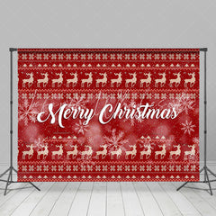 Lofaris Bokeh Snowflake Deer Red Merry Christmas Backdrop