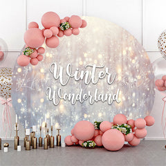 Lofaris Bokeh Snowy Winter Wonderland Round Holiday Backdrop