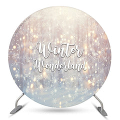 Lofaris Bokeh Snowy Winter Wonderland Round Holiday Backdrop