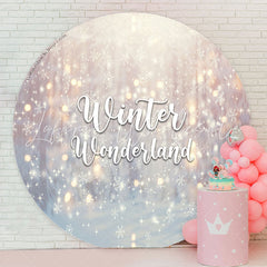 Lofaris Bokeh Snowy Winter Wonderland Round Holiday Backdrop