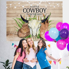 Lofaris A Little CowBoy Is On The Way Baby Shower Backdrop