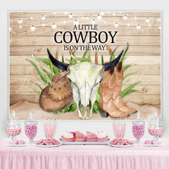 Lofaris A Little CowBoy Is On The Way Baby Shower Backdrop