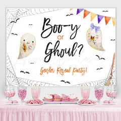 Lofaris Boo Or Ghou Bat Halloween Theme White Gender Reval Backdrop