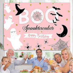 Lofaris BOO pink Halloween party birthday photo booth backdrop