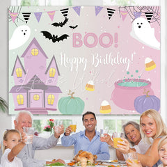 Lofaris Boo Pink Halloween Themed Birthday Party Backdrop