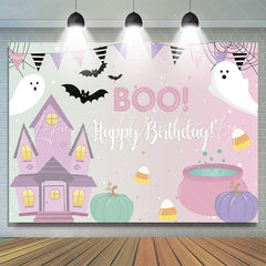 Lofaris Boo Pink Halloween Themed Birthday Party Backdrop