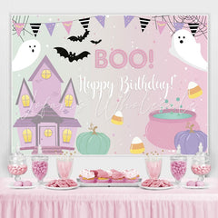 Lofaris Boo Pink Halloween Themed Birthday Party Backdrop